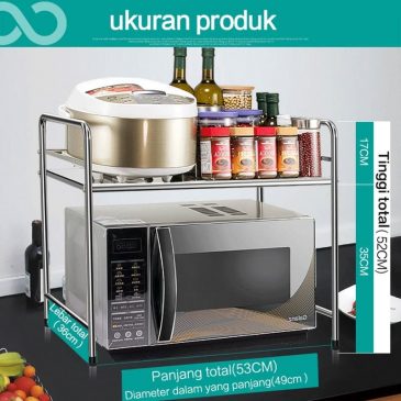 Rak Microwave Stainless Steel Serbaguna Penyimpanan Dapur Sofaku